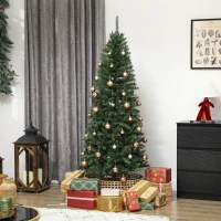 HOMCOM Sapin de Noël artificiel 180 cm, arbre de Noël fin avec 250 lumières, 899 pointes, support en métal pliable, vert(m-8)