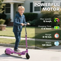 HOMCOM Foldable Electric Kids Scooter, Ride-on for Ages 7-14 Years, Purple(m-4)