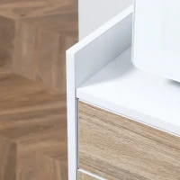 HOMCOM Chariot de service desserte de cuisine à roulettes tiroir placard 2 portes étagère en bois blanc aspect chêne clair(m-12)