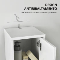 HOMCOM Colonna Bagno Salvaspazio con 2 Armadietti, 3 Ripiani Aperti e Cassetto, in Legno, 20x20x178 cm, Bianco(m-6)