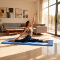 HOMCOM Tapis de gymnastique yoga pilates fitness pliable en 4 avec poignées revêtement synthétique 180 x 80 x 5 cm bleu clair(m-7)