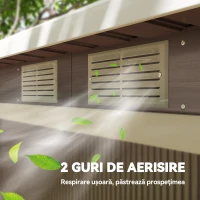 Outsunny Depozit de Grădină din Oțel cu 2 Ventilații și 2 Uși Glisante, 280x130x172 cm, Maro Lemn(m-8)