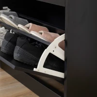 HOMCOM Armoire à Chaussures Meuble à Chaussures dim. 60L x 24l x 80H cm 2 Portes abattantes Noir(m-9)