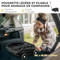 PawHut Poussette pour chien poussette petit chien pliable à 4 roues avec tige de poussée réglable 53 x 45 x 28 cm noir(m-4)