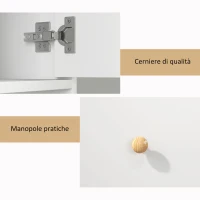 HOMCOM Colonna Bagno Salvaspazio con 2 Armadietti, 3 Ripiani Aperti e Cassetto, in Legno, 20x20x178 cm, Bianco(m-7)