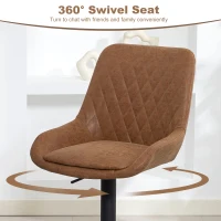 HOMCOM Set of Two Faux Leather Retro Bar Stools - Orange(m-5)