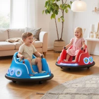 AIYAPLAY Voiture auto-tamponneuse électrique enfant 12V sous licence Angry Bird, voiture tournante 360°, 73 x 73 x 44 cm, bleu(m-2)