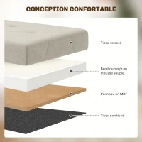 HOMCOM Banc de rangement bout de lit pliable volume 67 L capacité de charge 120 kg avec couvercle 76L x 38l x 38H cm crème(m-5)