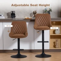 HOMCOM Set of Two Faux Leather Retro Bar Stools - Orange(m-4)