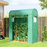 Outsunny Garden Greenhouse, Small Balcony Greenhouse with PE Cover and Steel Frame, Roll-up Door and Windows 170 x 68 x 200 cm, Green(m-2)