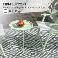Outsunny Tavolino da Giardino con Vassoio Rimovibile e Gambe Pieghevoli in Acciaio, Ø46x50 cm, Verde(m-5)