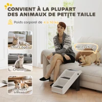 PawHut Escalier pour chien pliant à 3 marches antidérapantes escalier pour animaux en plastique 53 x 30,5 x 36,5 cm crème(m-7)