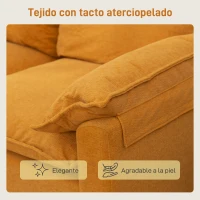 HOMCOM Sofá de 2 Plazas Tapizado en Terciopelo con Patas de Metal Reposabrazos Acolchado 130x77x84 cm Amarillo(m-7)