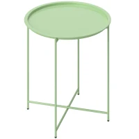 Outsunny Garden Side Table with Removable Tray and Folding Legs in Steel, Ø46x50 cm, Green(m-7)