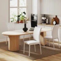 HOMCOM Lot de 4 chaises de salle à manger, chaises de cuisine, capitonnage rhombique et pieds en métal, 41x50x91cm, blanc(m-7)