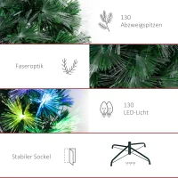 HOMCOM Weichnachtsbaum künslicher Weihnachtsbaum Christbaum, LED-Lichter, Sternspitze, 66 cm x 66 cm x 120 cm, Grün(m-8)