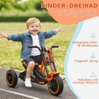 AIYAPLAY Dreirad, Kinderfahrrad, Laufrad, Kinderrad mit Pedal, Lauffahrrad für Kinder 18-36 Monaten, Stahl, 79x44x47 cm, Orange(m-4)