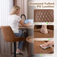 HOMCOM Set of Two Faux Leather Retro Bar Stools - Orange(m-6)