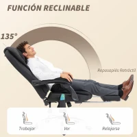 Vinsetto Silla de Oficina con 6 Puntos de Masaje Función de Calentamiento Reposapiés y Control Remoto 65x70x111-119 cm Negro(m-5)