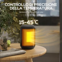 HOMCOM Riscaldatore Elettrico e Regolabile a 3 Modalità con Timer 24h, in PP e PA Ignifugo, 14x14x21.5 cm, Nero(m-7)