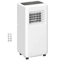 HOMCOM Klimatyzator przenośny 3w1 1,5kW z chłodzeniem, osuszaczem powietrza, wentylatorem, wężem wydechowym, automatycznym chłodzeniem powietrza, pilotem, timerem, zabezpieczeniem dla dzieci, biały(m-1)