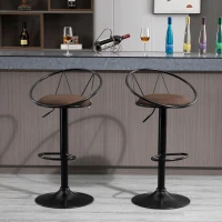 Homcom Set 2 Scaune de Bar – Pivotante, Maro, Reglabile 78–100 cm(m-12)