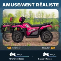 HOMCOM Quad électrique enfant 12V, voiture électrique enfants, double moteur, phares et musique, 88x45x50cm, rose(m-5)
