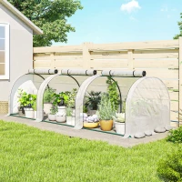 Outsunny Mini Estufa de Jardim Estufa para tomates 3L x 1l x 0,8H m Aço PE Alta densidade 140 g/m² Anti-UV 3 janelas Branco(m-6)