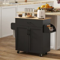 HOMCOM Dessert îlot de cuisine multi-rangements tiroirs placard 2 portes avec étagère réglable 105 x 36 x 85 cm noir(m-10)