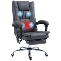 Vinsetto Vibration Massage Office Chair with Heat, Microfibre Computer Chair with Footrest, Armrest, Reclining Back, Charcoal Grey(m-1)