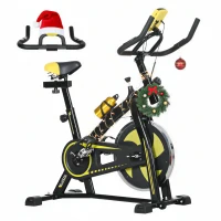 SPORTNOW Domowy Rower Treningowy, Cichy, Regulowany Opór, Czujnik Pulsu, Monitor, Żółty(m-1)