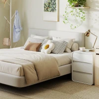 HOMCOM Wandgemonteerd hoofdbord, gevoerd 160 x 10 x 60 cm, stofbekleding, crèmewit(m-9)