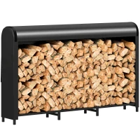 Outsunny Kaminholzregal Metall 199 x 30 x 121 cm Brennholzregal 0,6m³ mit wasserdichter Abdeckung bis 300kg(m-11)