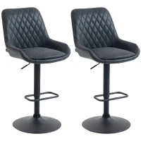 HOMCOM Set of Two Faux Leather Retro Bar Stools - Black(m-11)