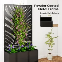 Outsunny Metal Garden Bed for Garden with Trellis, Wall Mounted or Freestanding Raised Planter with Privacy Screen(m-7)