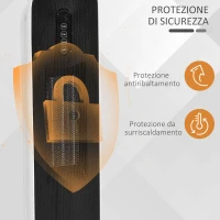 HOMCOM Stufa Elettrica Oscillante con Telecomando, Timer e 2 Modalità, in PP, PA e Metallo, 21x21x63.5 cm, Bianca e Nera(m-6)