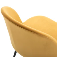 HOMCOM Lot de 2 chaises salle à manger chaise de cuisine scandinave chaise en velours rembourrée avec pieds effilés en métal, pour salon, salle à manger, jaune(m-13)