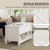 HOMCOM Mesa de Centro Elevatória e Extensível com Compartimentos Ocultos e Prateleira Aberta 100x90x64 cm Branco(m-7)