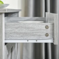 HOMCOM Buffet salon, meuble de rangement avec tiroir, 2 portes de grange et étagère réglable, buffet salle à manger et cuisine, 80 x 39,7 x 80 cm, aspect bois gris clair(m-12)