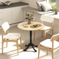 HOMCOM Runder Esstisch für 4 Personen Ø 80 cm, Küchentisch, Stahlfuß, moderner Stil, Naturholz und Schwarz(m-4)