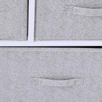 HOMCOM Commode meuble de rangement 100 x 30 x 54 cm 5 tiroirs non-tissés gris structure acier blanc bois clair(m-13)