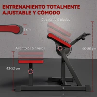 SPORTNOW Máquina de Bíceps y Tríceps 2 en 1 Banco de Curl Predicador con Asiento y Apoyo de Codo Ajustables para Gimnasio Casa(m-5)