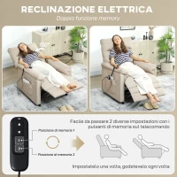 HOMCOM Poltrona Reclinabile con Poggiapiedi, Riscaldamento, 8 Punti Massaggio e 5 Modalità, Tessuto Vellutato, Beige(m-5)