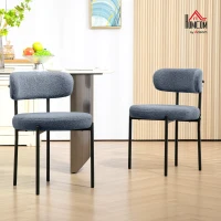 HOMCOM Set of 2 dining chairs with fabric backrest steel legs 51 x 51 x 76 cm gray(m-2)