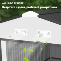 Outsunny Magazie de Grădină cu Uși Glisante Duble, Sopron din Oțel și PP, 12,4 m² 340x386x200 cm, Alb(m-8)