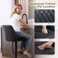 HOMCOM Set of Two Faux Leather Retro Bar Stools - Black(m-6)