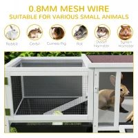 PawHut Outdoor Rabbit Hutch with House, Run Area and Tray, in Wood, Metal and PET, 105x57.5x51.5 cm, Grey(m-4)