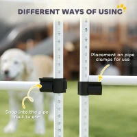 PawHut 4 Pieces Dog Agility Training Equipment, Adjustable Height Jumps Hurdle with Carrying Bag for Outdoor, White(m-8)