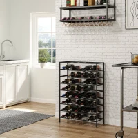 HOMCOM Étagère à vin rack pour bouteilles range-bouteilles capacité 54 bouteilles dim. 63L x 25l x 91H cm métal noir(m-9)