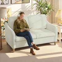 HOMCOM Sofá 2 plazas sofá pequeño con aspecto Sherpa-Fleece 137 cm para salón Blanco crema(m-2)